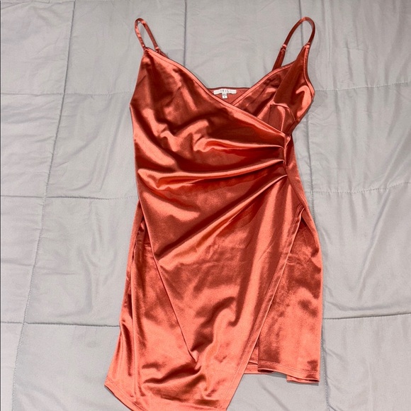 Satin Orange Slip Dress - Picture 1 of 4